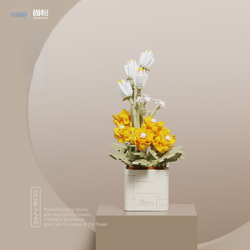 BALODY 21222 Rozā orchīdejas blokveids pušķis — ABS plastmasa, DIY komplekts, vairāk nekā 800 detaļu, vecums 7–14 gadi