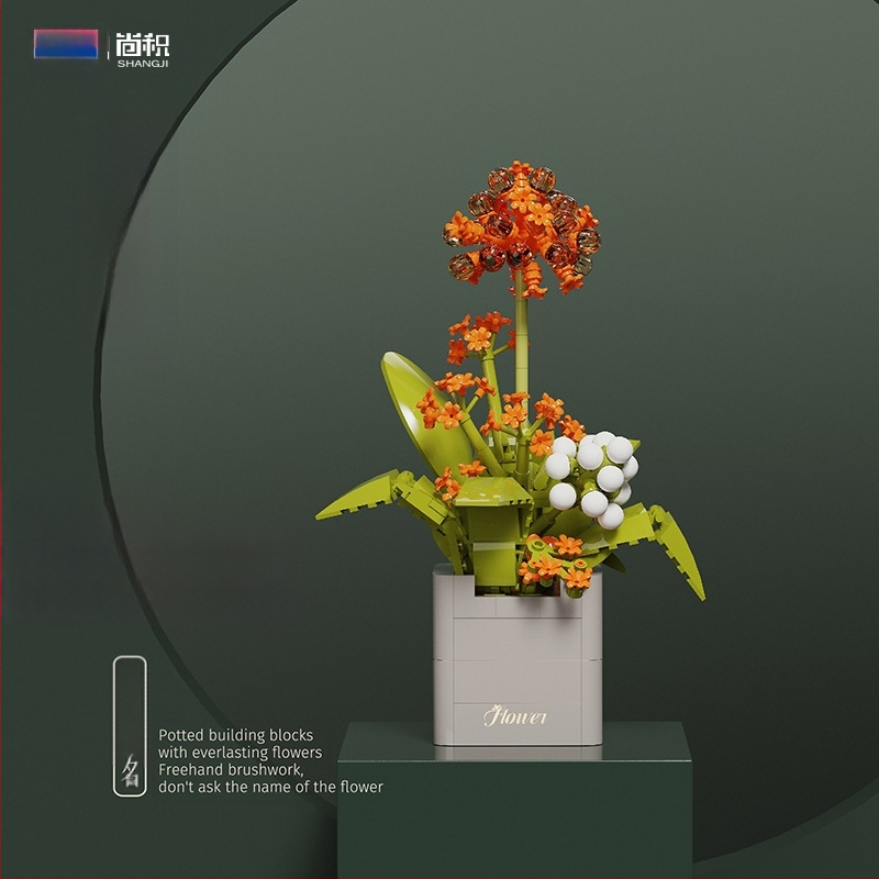 BALODY 21222 Rozā orchīdejas blokveids pušķis — ABS plastmasa, DIY komplekts, vairāk nekā 800 detaļu, vecums 7–14 gadi