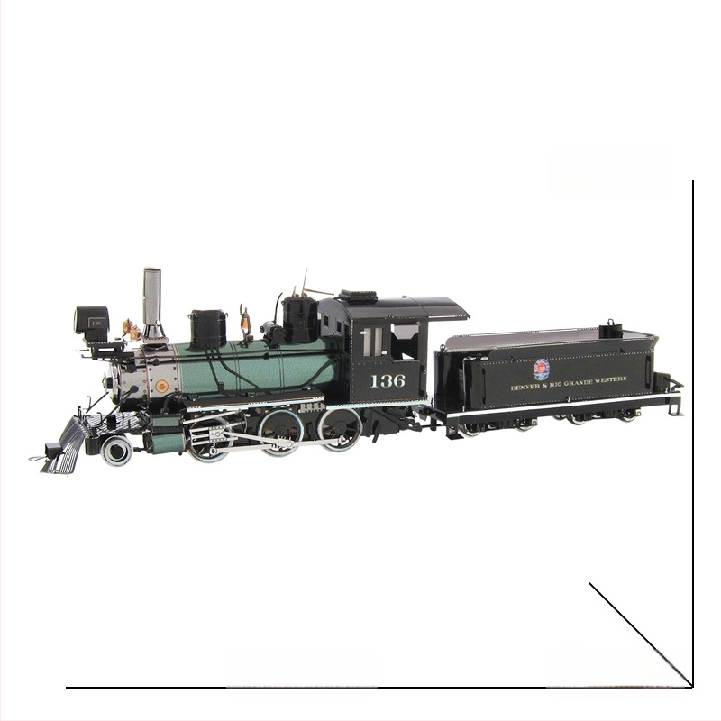 Trydimensinis metalinis galvosūkis — 2-6-0 lokomotyvas, Laukinių vakarų tema, 14+ metų, Tinklo maišelio pakuotė, Prekės ženklas Steel Magic Statue