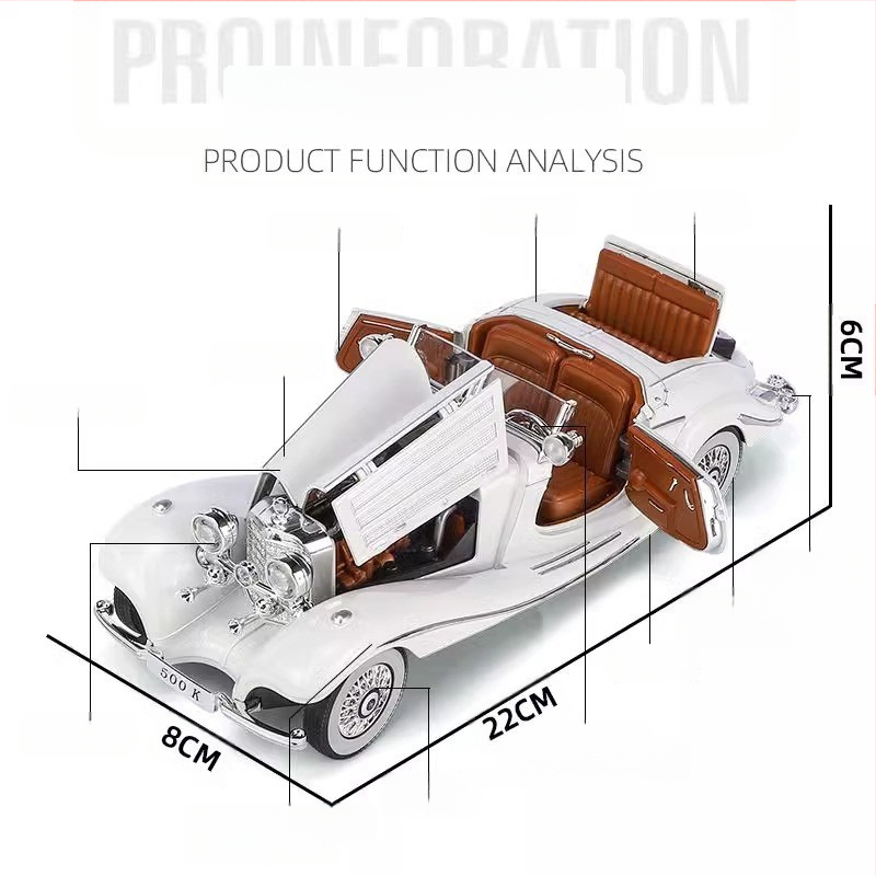 Модел на класически автомобил от сплав със звук и светлина, за деца 7–14 години