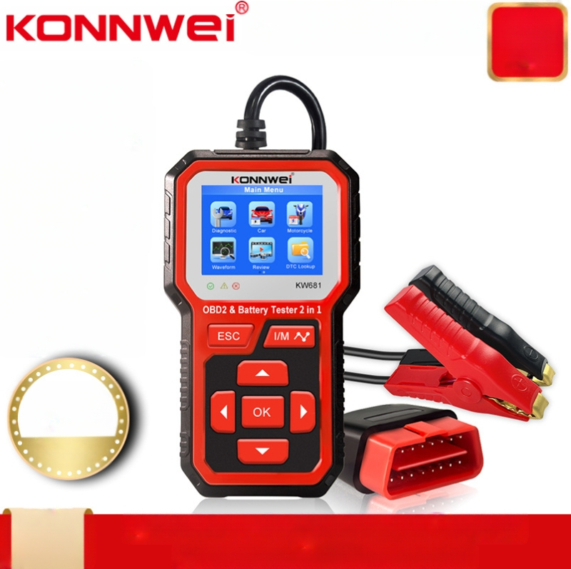 KW681 Μετρητής Μπαταρίας Αυτοκινήτου και Όργανο Διάγνωσης Βλαβών, 6-12V, Δύο-σε-Ένα, Εύρος λειτουργίας 0–60°C