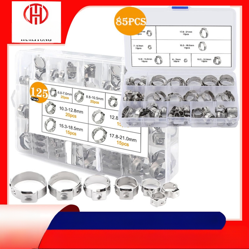 Set od nehrđajućeg čelika 304 s jednim uhom, bez stupnja, klamerica za auto uljne i vodovodne crijevo, nominalni promjer 26 mm, promjer pričvršivanja 25 mm, brenda Huilitong