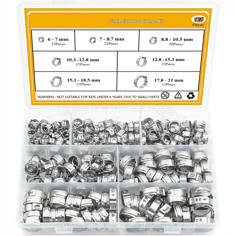 Хомут за маркуч с едно ухо, без стъпки, 304 неръждаема стомана, GB2022 стандарт, Wei Yue