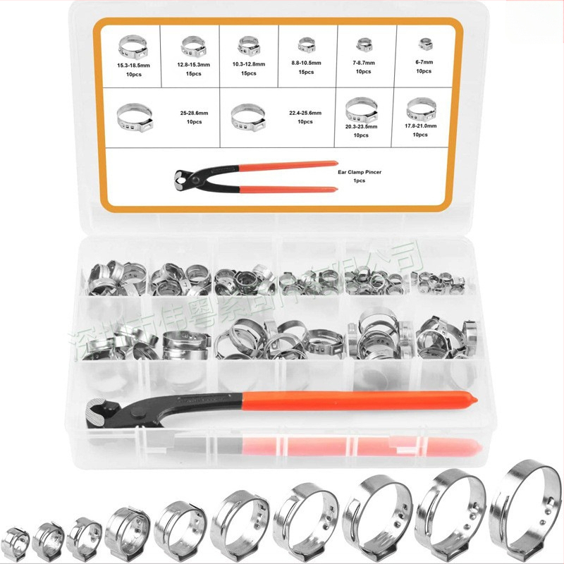 Хомут за маркуч с едно ухо, без стъпки, 304 неръждаема стомана, GB2022 стандарт, Wei Yue