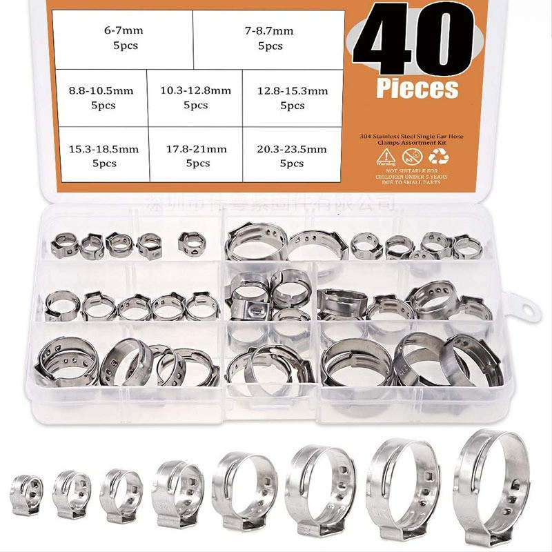 Хомут за маркуч с едно ухо, без стъпки, 304 неръждаема стомана, GB2022 стандарт, Wei Yue