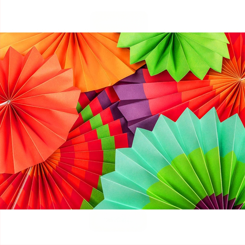 Ръчно изработен хартиен фен с цветя за партита и сватби — крафт хартия, марка Fang DING, стил модерна простота