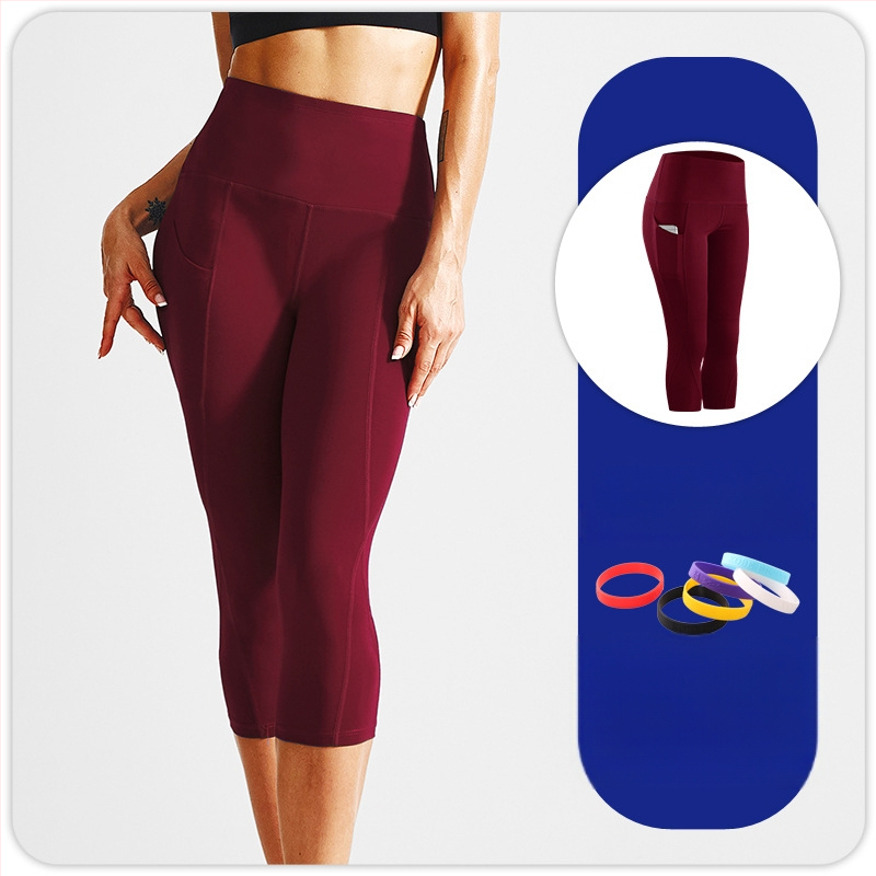 Γυναικείες παντελόνες γιόγκα με υψηλή μέση για ανύψωση γλουτών, cropped μήκος, 85% πολυεστερική μίξη, απομάκρυνση υγρασίας