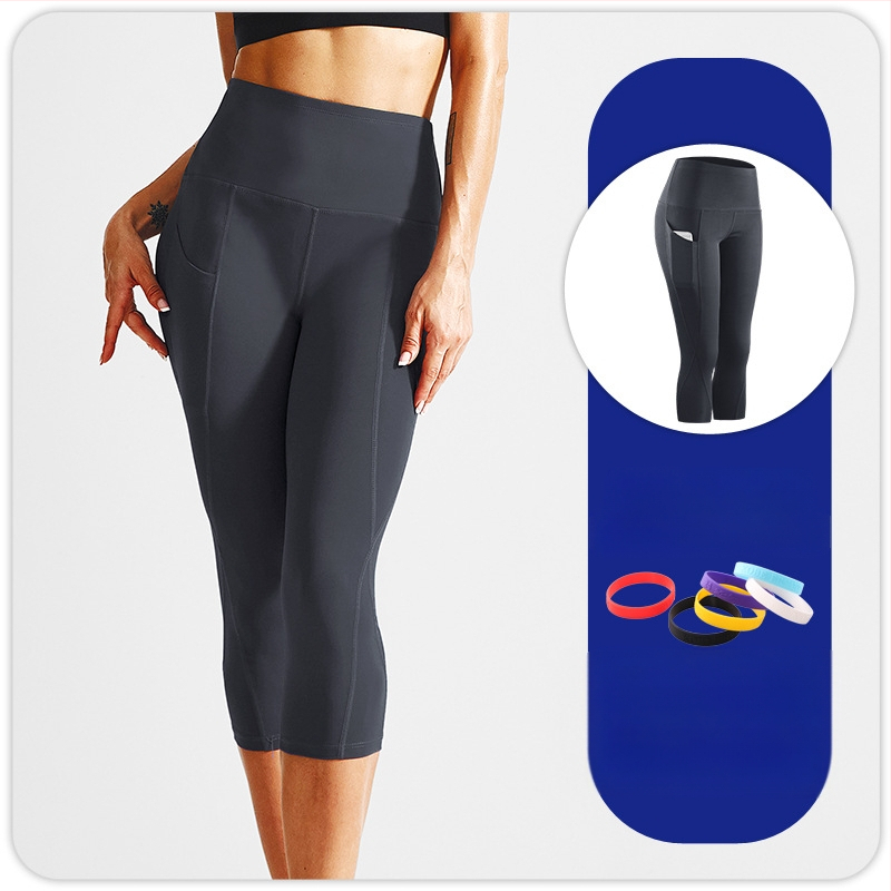 Γυναικείες παντελόνες γιόγκα με υψηλή μέση για ανύψωση γλουτών, cropped μήκος, 85% πολυεστερική μίξη, απομάκρυνση υγρασίας
