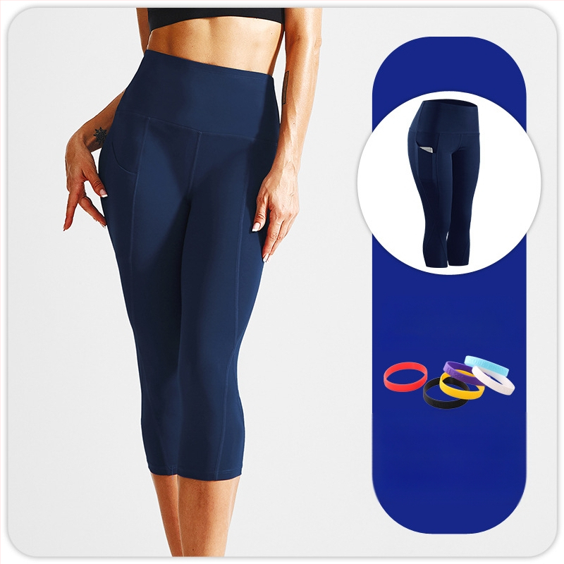 Γυναικείες παντελόνες γιόγκα με υψηλή μέση για ανύψωση γλουτών, cropped μήκος, 85% πολυεστερική μίξη, απομάκρυνση υγρασίας