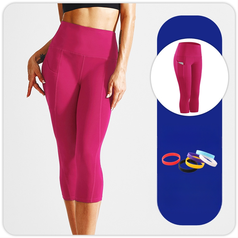 Γυναικείες παντελόνες γιόγκα με υψηλή μέση για ανύψωση γλουτών, cropped μήκος, 85% πολυεστερική μίξη, απομάκρυνση υγρασίας