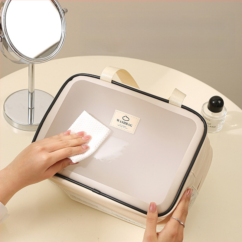 Anqin kelioninė kosmetinė krepšys – daugiafunkcinis, PU medžiaga, šiuolaikinio minimalistinio stiliaus, sausas–drėgnas atskyrimas, kelionėms