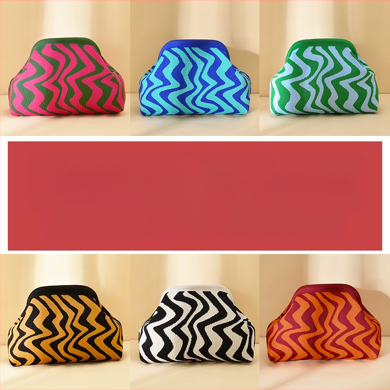 Kötött hull mintázatú clutch táska - kézben hordozható, alkar-stílus, nagy kapacitású, poliészter, párna alakú