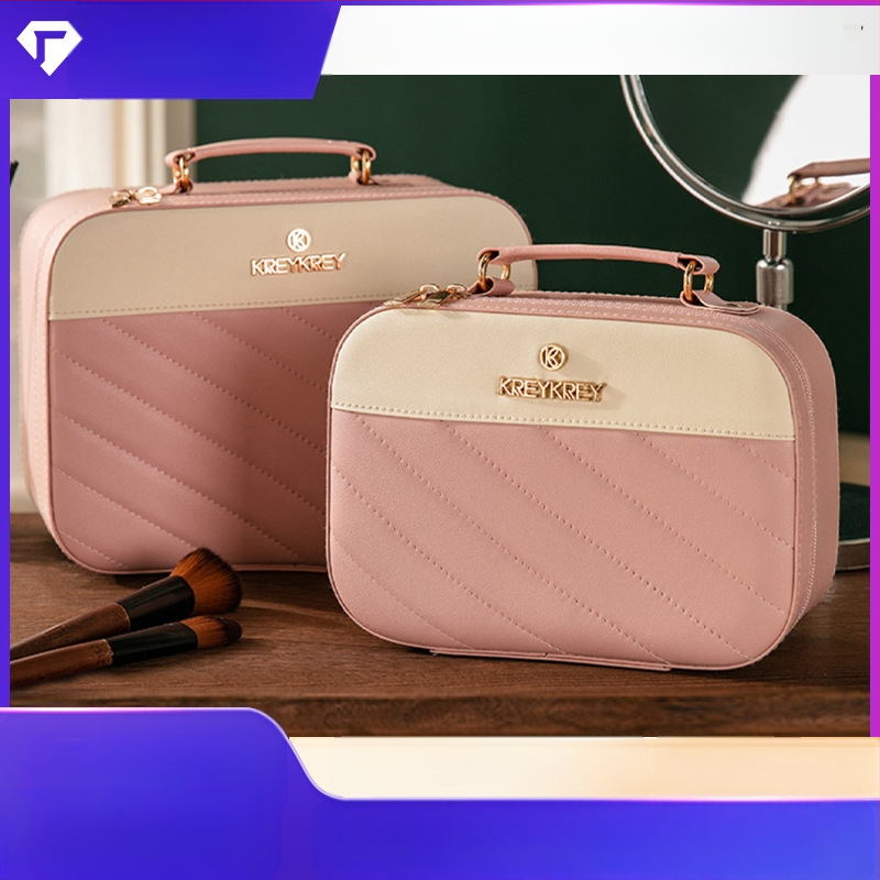 PU odinė kosmetinė dėžutė, nešiojama, reljefinė apdaila, individualizuojama