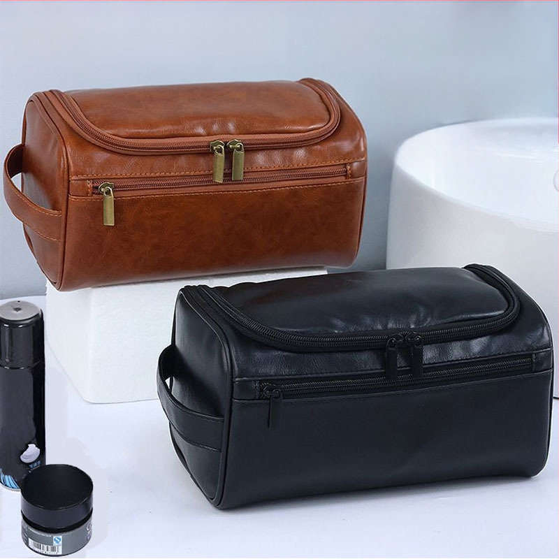 Kunhou Luggage PU козметична чанта, водоустойчива, разделяне на сухо и мокро, унисекс, органайзер за пътуване, Зима 2024