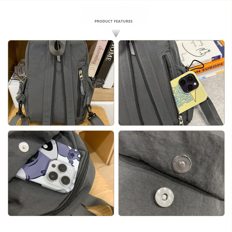 Férfi keresztbody mellény táska – poliészter, szabadidő utazási stílus, egyszínű mintázat, bélés poliészter, 2025 tavasz