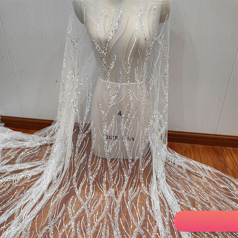 Čipkasta aplikacija s perlicama za vjenčanicu (100% poliester, Modni odjevni predmet, Brend: Ruixin lace, Kvalitativni standard GB)
