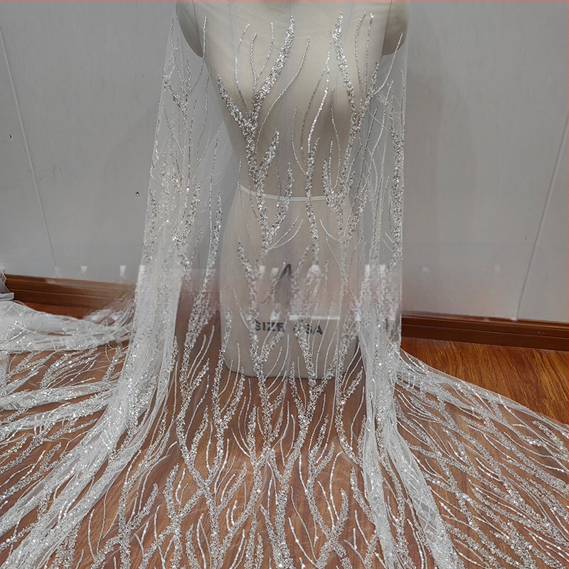 Čipkasta aplikacija s perlicama za vjenčanicu (100% poliester, Modni odjevni predmet, Brend: Ruixin lace, Kvalitativni standard GB)