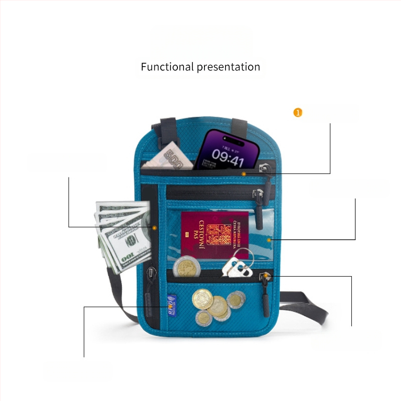 Feijin RFID kakla siksnas organizators pasēm un dokumentiem – neilons, ūdensizturīgs, antibakteriāls, unisex