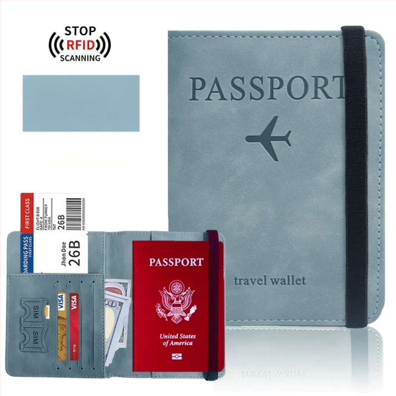 Pasas dėklas su RFID apsauga — PU oda, daugiafunkcinė paso rankinė su SIM kortelės kišene ir kortelių kišene