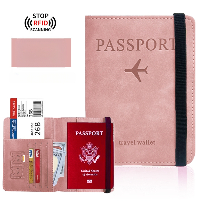 Pasas dėklas su RFID apsauga — PU oda, daugiafunkcinė paso rankinė su SIM kortelės kišene ir kortelių kišene