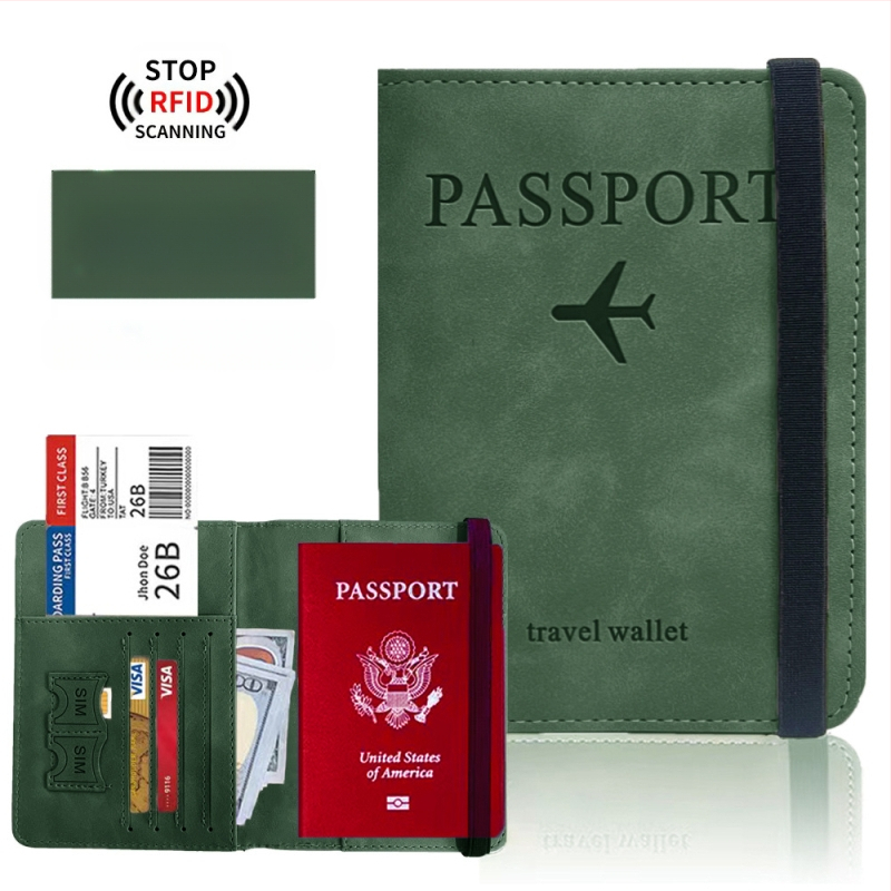 Pasas dėklas su RFID apsauga — PU oda, daugiafunkcinė paso rankinė su SIM kortelės kišene ir kortelių kišene