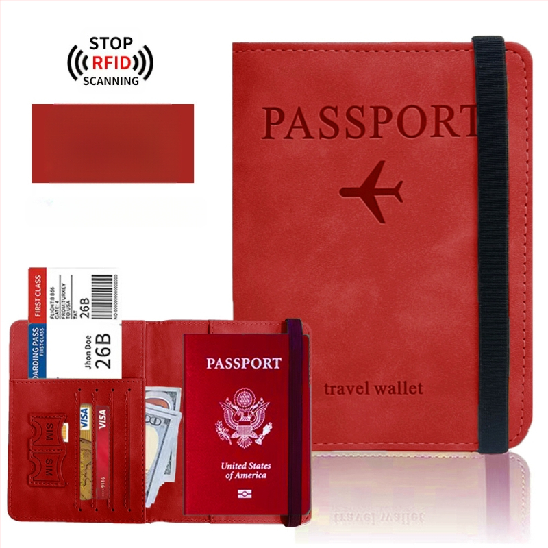 Pasas dėklas su RFID apsauga — PU oda, daugiafunkcinė paso rankinė su SIM kortelės kišene ir kortelių kišene