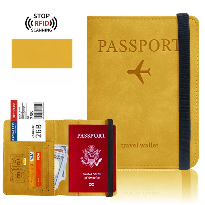 Pasas dėklas su RFID apsauga — PU oda, daugiafunkcinė paso rankinė su SIM kortelės kišene ir kortelių kišene