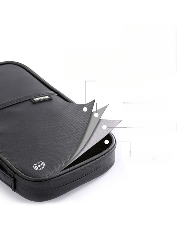 QISE nailoniniai pasų ir dokumentų laikiklis, verslo kelionėms, atsparus vandeniui, apsauga nuo vagių, išplėstinis, nailoninė įdėklė, Žiemos 2023 leidimas