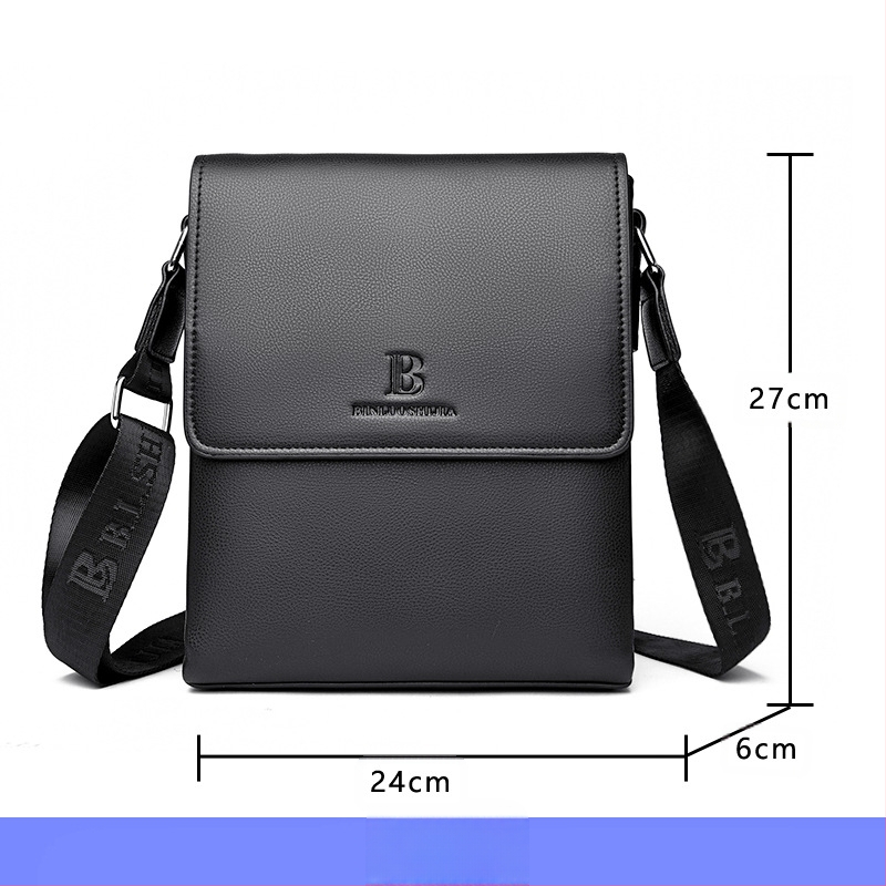 Мъжка чанта през рамо, PU кожа, бизнес стил, водоустойчива и износоустойчива, подплата от полиестер