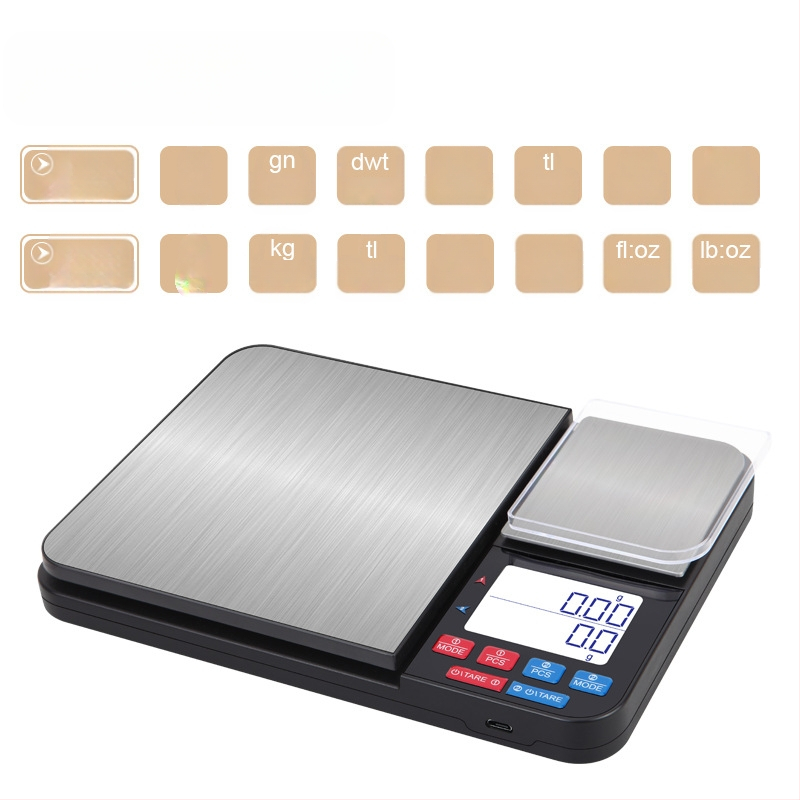 CX-918 Juvelyrinių elektroninių svarstyklių, matavimo diapazonas 1 g–10 kg, elektroninis matavimo būdas, maitinti 4,5 V baterija