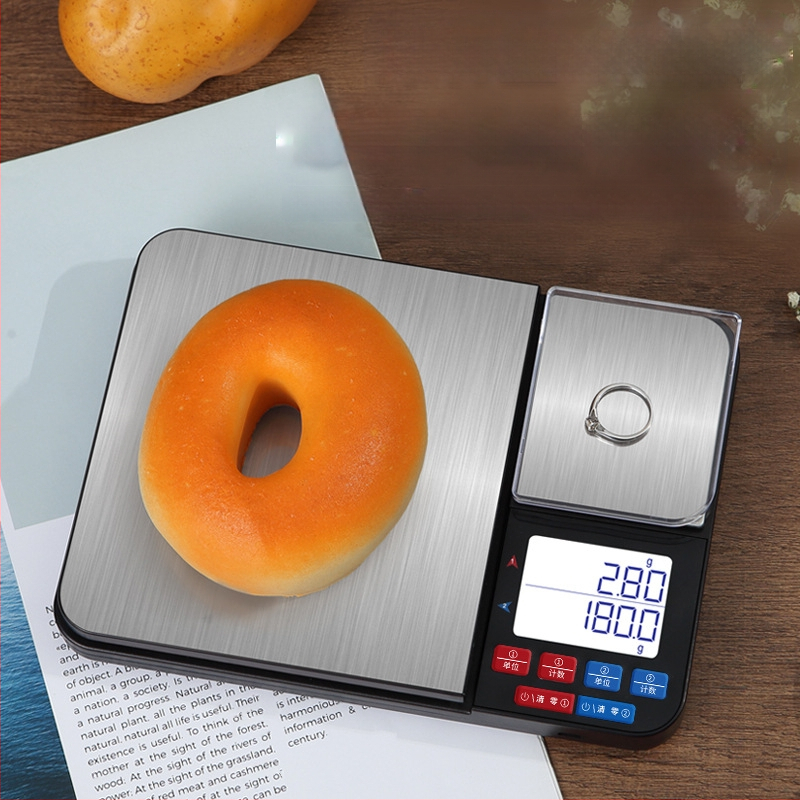 CX-918 Juvelyrinių elektroninių svarstyklių, matavimo diapazonas 1 g–10 kg, elektroninis matavimo būdas, maitinti 4,5 V baterija