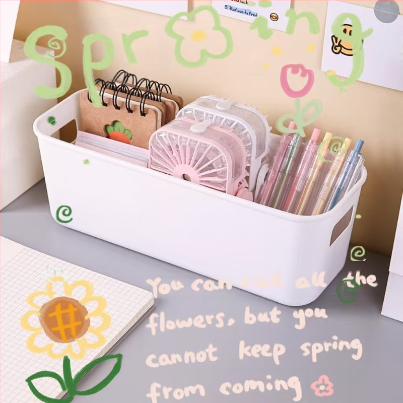 PP пластмасова сгъваема кутия за съхранение, 1 л капацитет, настолен органайзер за дистанционни, канцеларски материали и други, без капак