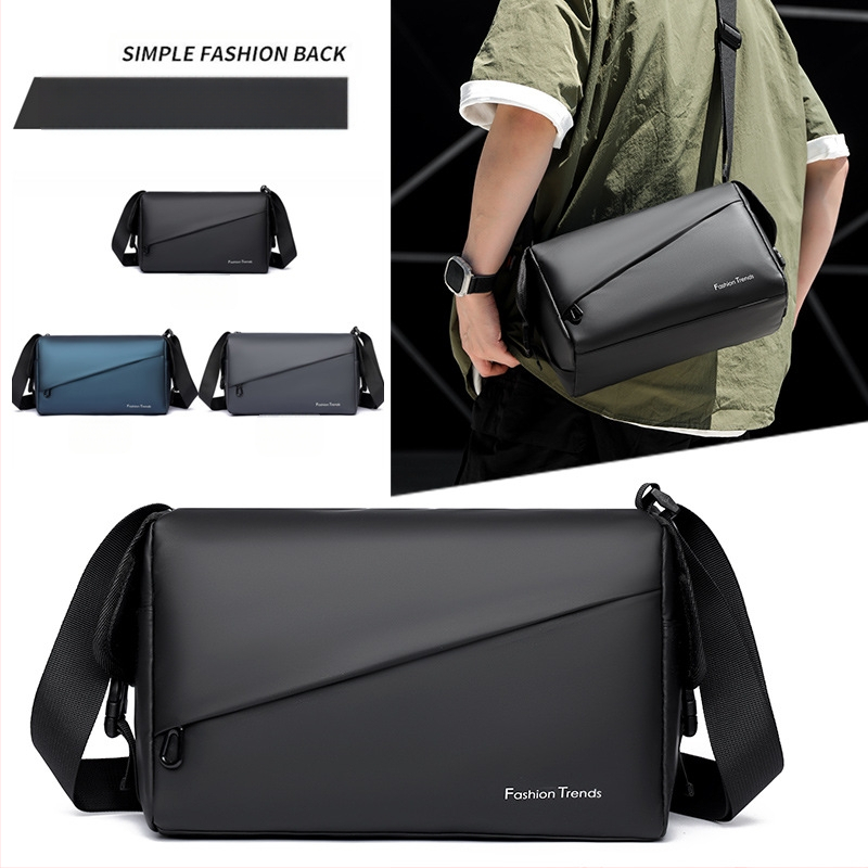 PUANTI vīriešu plecu soma pilsētas vienkāršā stilā, membrānas materiāls, poliestera odere, vienkrāsains raksts