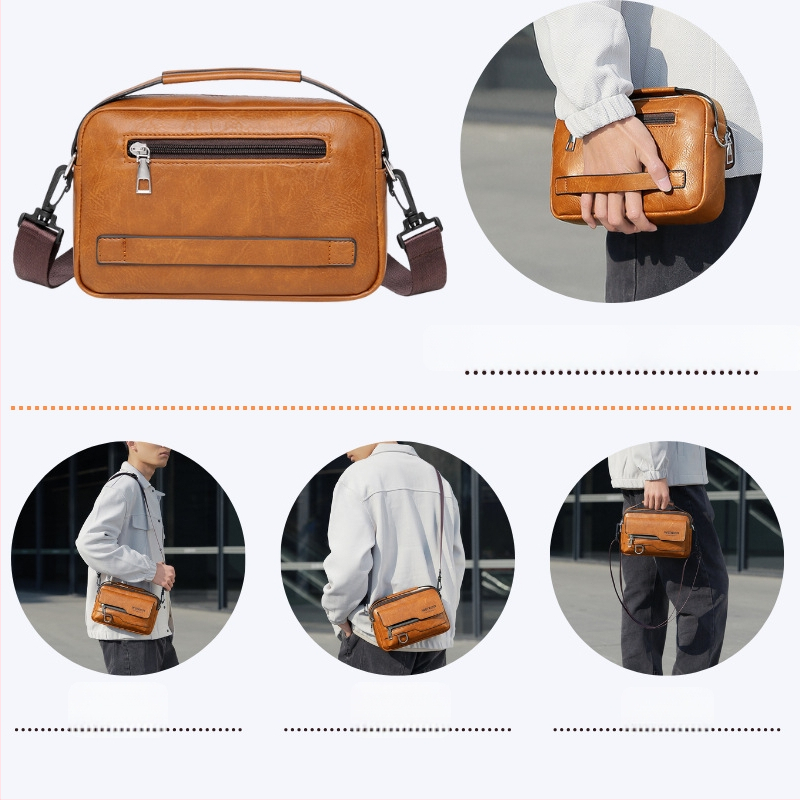 Мъжка чанта през рамо от PU кожа, водоустойчива, марка WEIXIER, подходяща за 8-инчов лаптоп