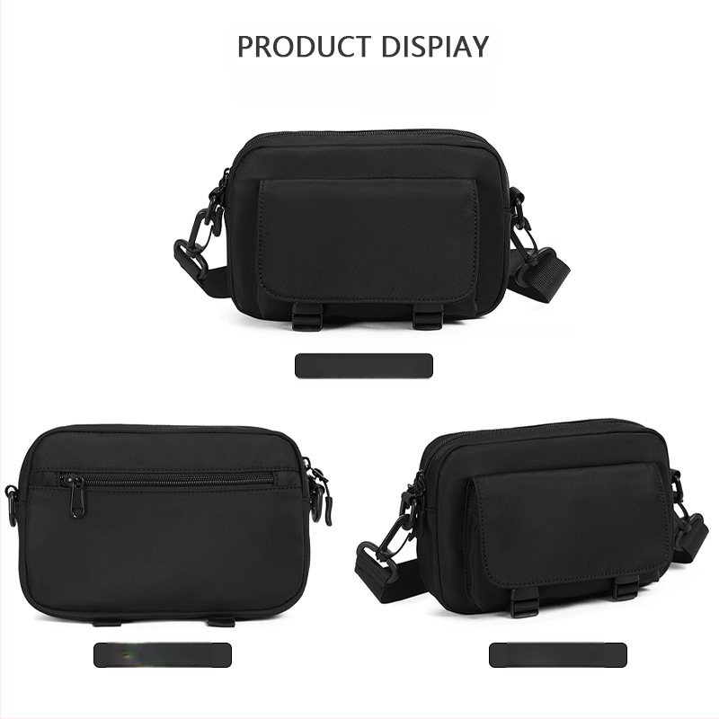 Мъжка чанта през рамо с множество отделения — мотоциклетен стил, корейско/японско улично вдъхновение, плат Оксфорд, водоустойчива