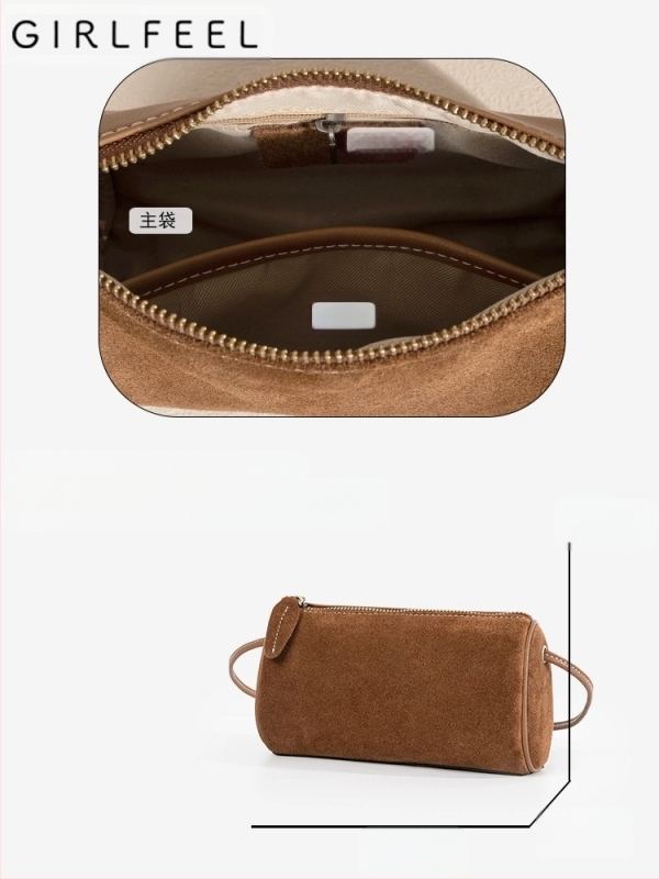 Golfeini дамска кръстосана чанта – естествена кожа, двуслойна телешка кожа, хоризонтална квадратна форма, цип