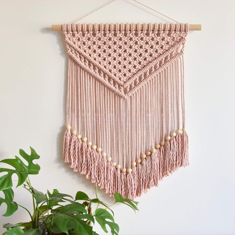 Гоблен за стена в бохемски стил, ръчно тъкан памук, правоъгълна форма с ивици, подходящ за дневна, антре и спалня