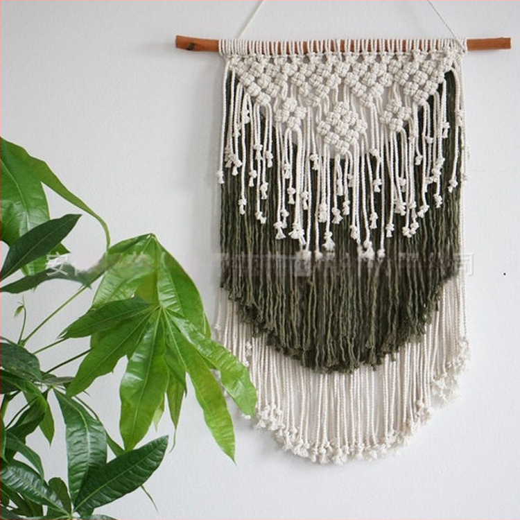 Гоблен за стена в бохемски стил, ръчно тъкан памук, правоъгълна форма с ивици, подходящ за дневна, антре и спалня