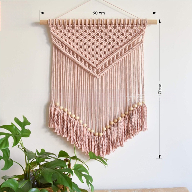 Гоблен за стена в бохемски стил, ръчно тъкан памук, правоъгълна форма с ивици, подходящ за дневна, антре и спалня