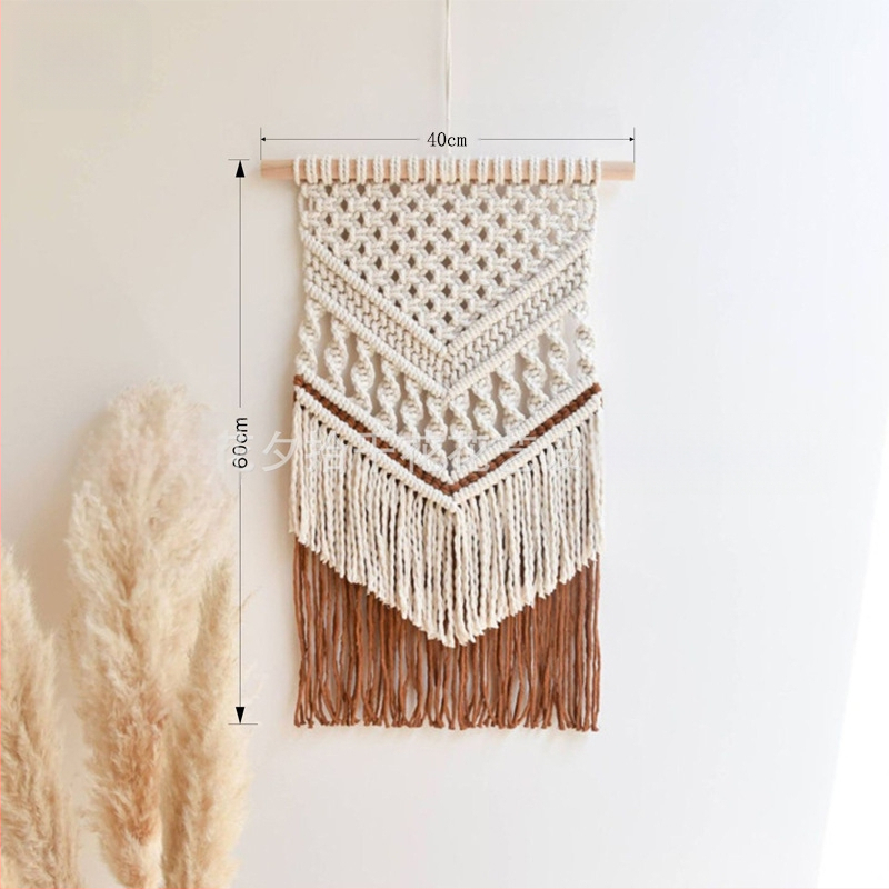 Гоблен за стена в бохемски стил, ръчно тъкан памук, правоъгълна форма с ивици, подходящ за дневна, антре и спалня