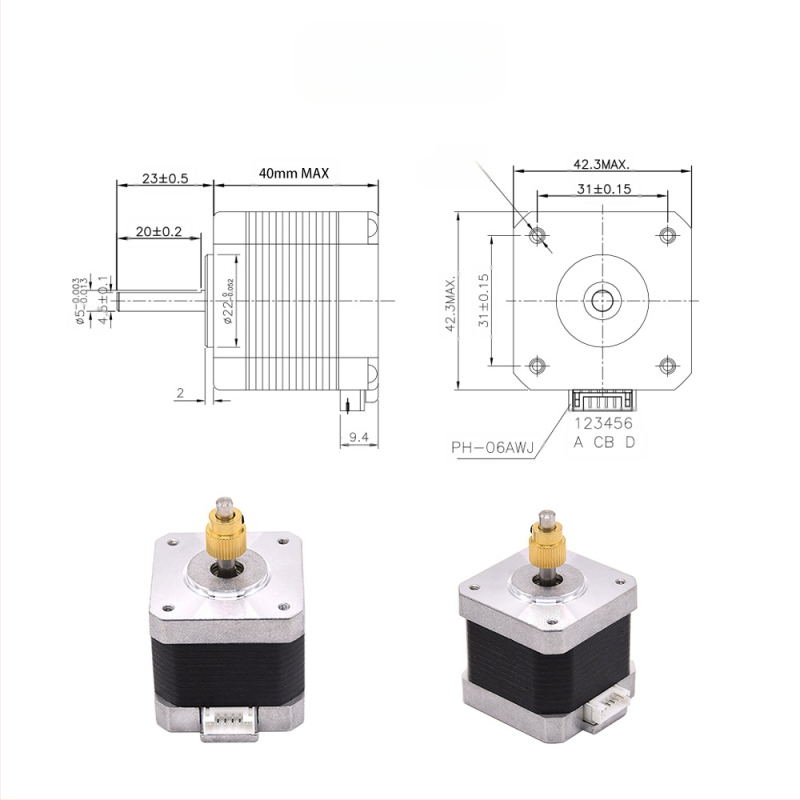 42-40 стъпков мотор за 3D принтер – аксесоари за екструдер с зъбно колело за X-оси