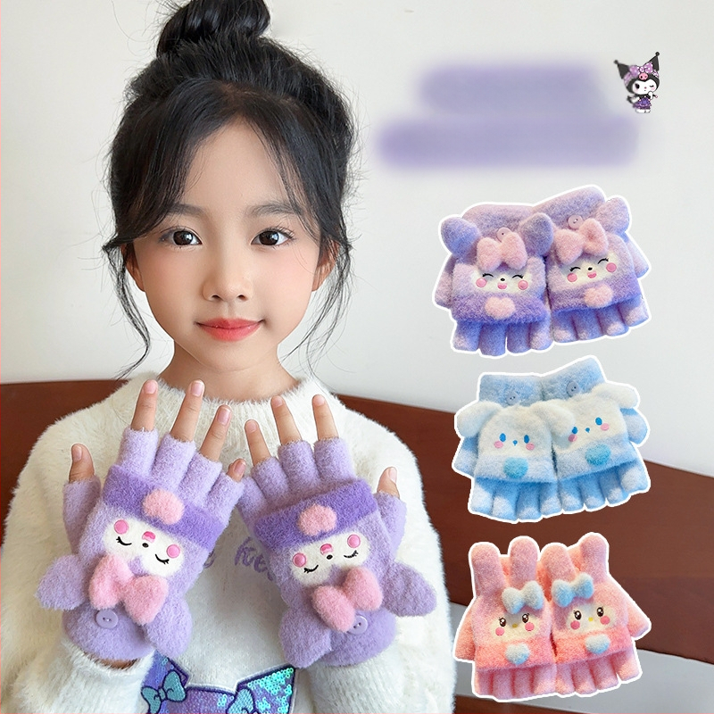 Vaikų žieminės pirštinės, žakardo mezginys, dirbtinis kašmyras, animacinių filmų raštas, šiltos