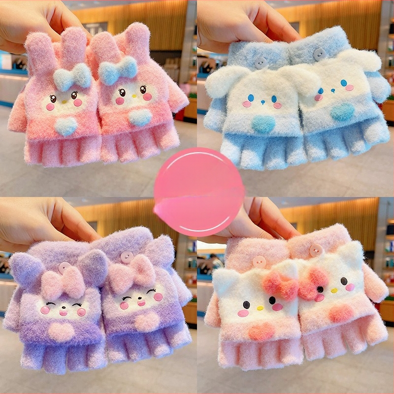 Vaikų žieminės pirštinės, žakardo mezginys, dirbtinis kašmyras, animacinių filmų raštas, šiltos