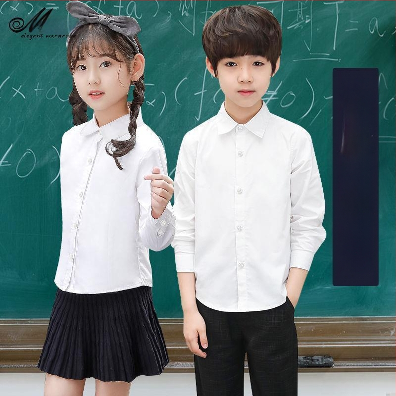 Παιδικό πουκάμισο από βαμβάκι, μακριά μανίκια, τετράγωνος γιακάς, μονόχρωμο, unisex, για παιδιά άνω των 8 ετών