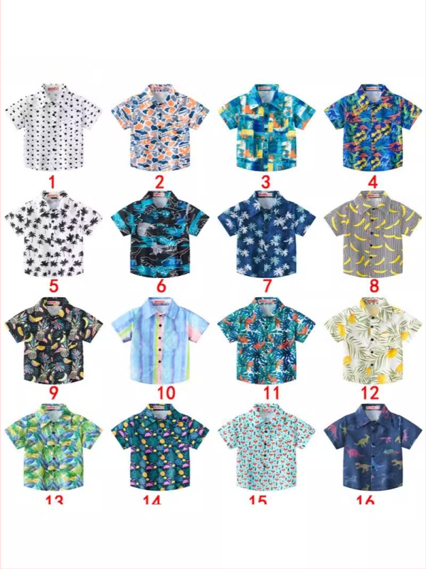 Детска риза за момчета, кежуъл, Slim Fit, къс ръкав, полиестер 60%