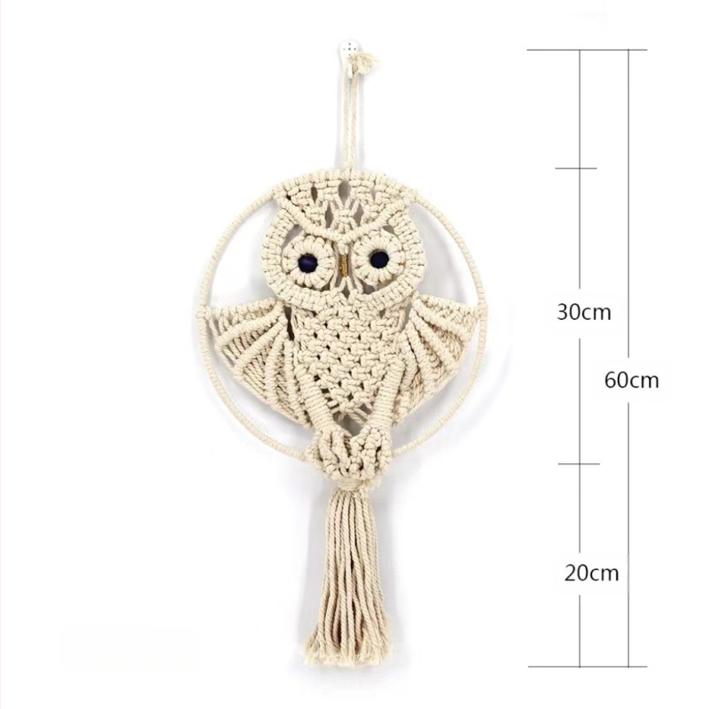 Sova goblena, rokām adīta no kokvilnas, apaļš formā ar apļa rakstu, piemērots dzīvojamai istabai un guļamistabai.