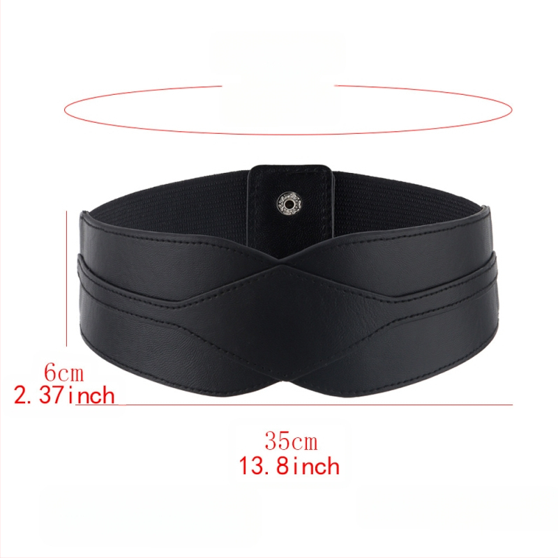 Qiwei дамски PU кожа еластичен широк колан за талия с катарама от сплав, щракване, ширина над 4 см — универсален моден аксесоар за рокля, есен 2023