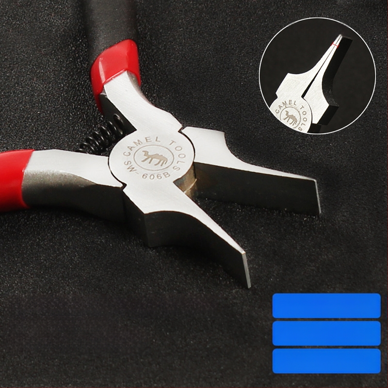 Camel SMW клещи за бижута с беззъб плосък нос, ръчно изработени, 55# стомана, PVC дръжки, японски стил