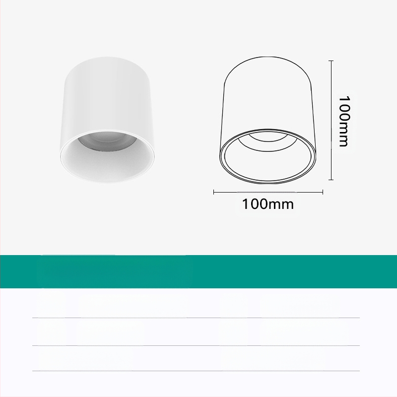 Apaļš LED downlight, virsmas uzstādīts, bez atspīduma, CRI ≥90, 3000–6500K