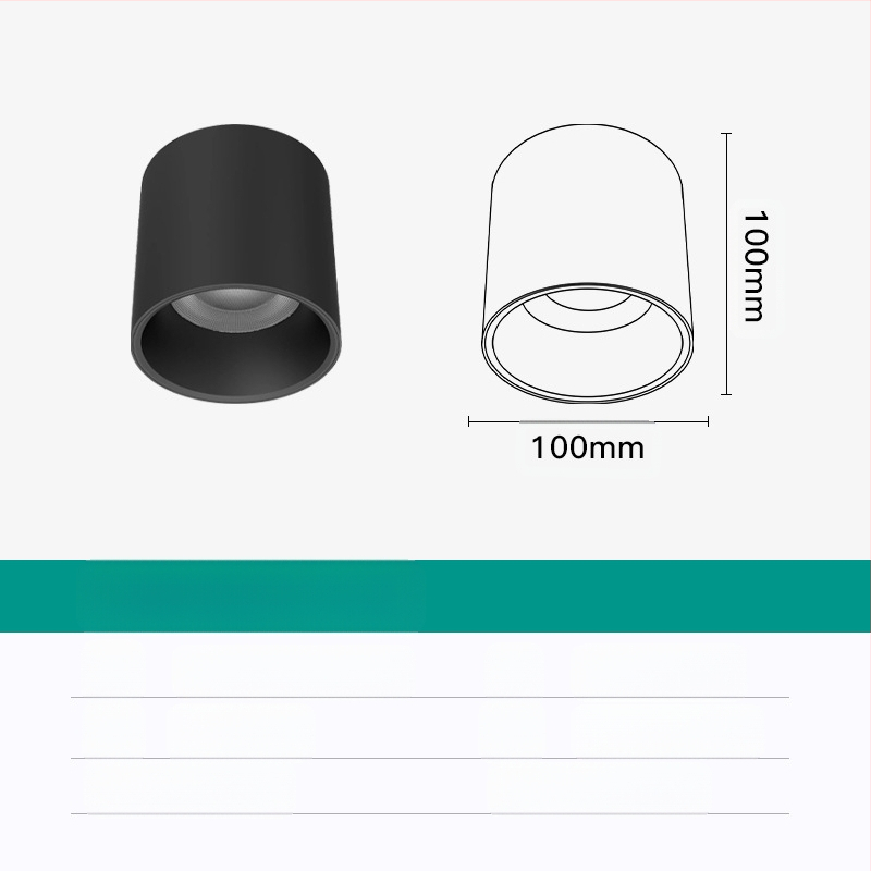 Apaļš LED downlight, virsmas uzstādīts, bez atspīduma, CRI ≥90, 3000–6500K